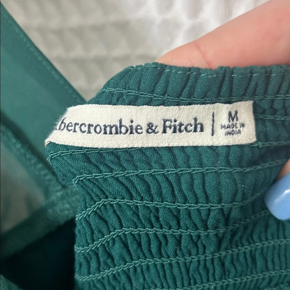 Abercrombie & Fitch Emerald Green Babydoll Blouse Sheer Puff Sleeves Medium